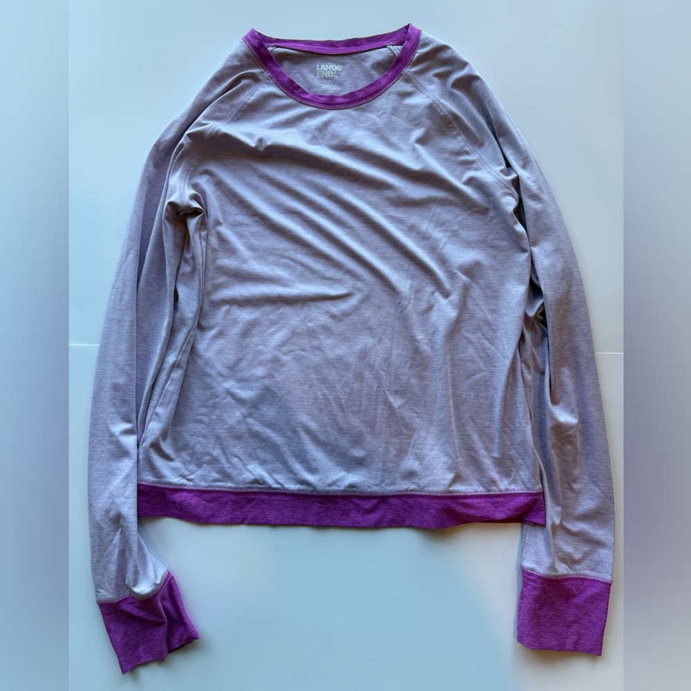 Lands End Purple Long Sleeve Top with thumb holes